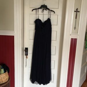 Amsale navy blue silk gown size 12 new with tag